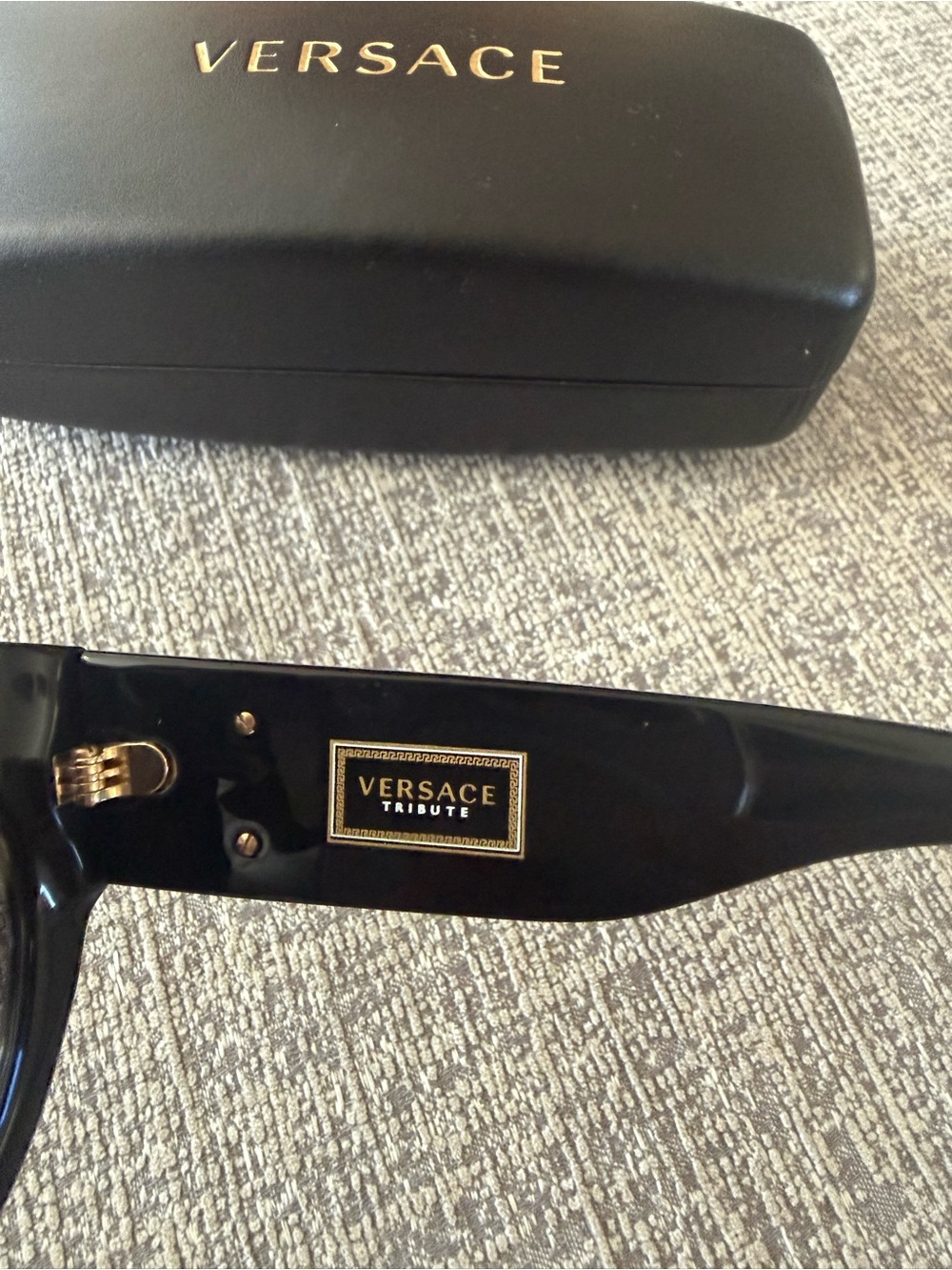Versace Black Cat-Eye Sunglasses with Gold Medallion Accent - Picture 3 of 6